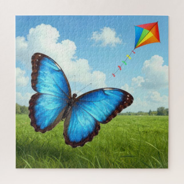 Common Morpho Butterfly Flying a Kite Jigsaw Puzzle (Vertical)