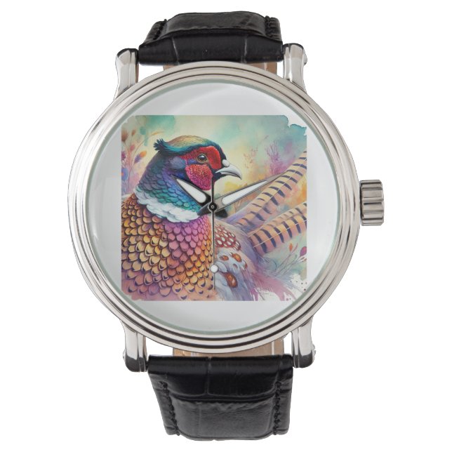 Common Pheasant 170724AREF133 - Watercolor Watch (Front)