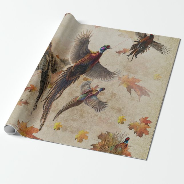Common pheasant wrapping paper (Unrolled)