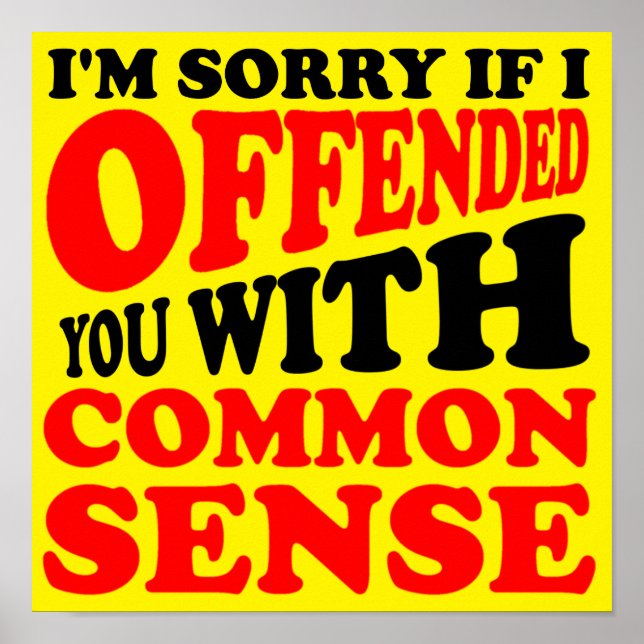 Common Sense Offensé Vous Drôle Poster Signe (Devant)