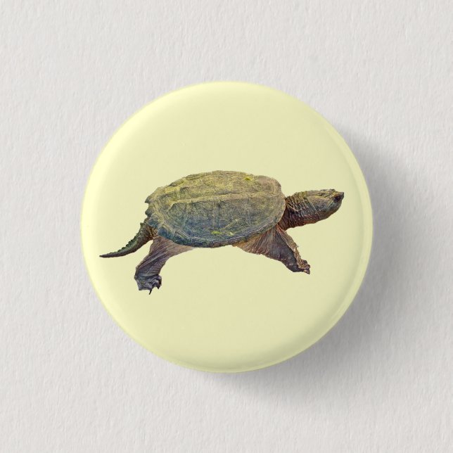 Common Snapping Turtle - Chelydra serpentina 1 Inch Round Button (Front)
