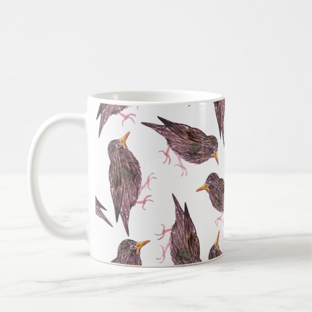 Common starling or European starling birds Coffee Mug (Left)