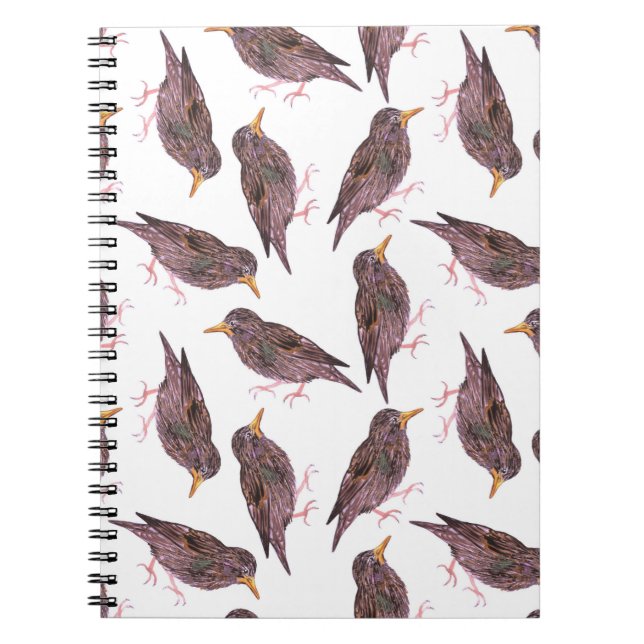 Common starling or European starling birds Notebook (Front)