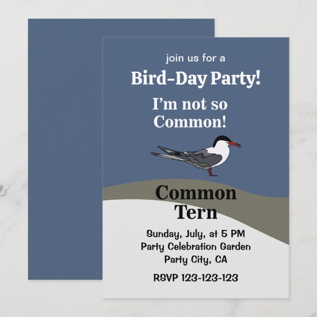 Common Tern Seabird Funny Birthday Party Invitation (Front/Back)