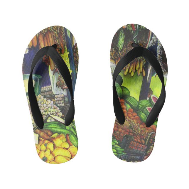 Common Threads of Human Interactions, Budapest Kid's Flip Flops (Footbed)