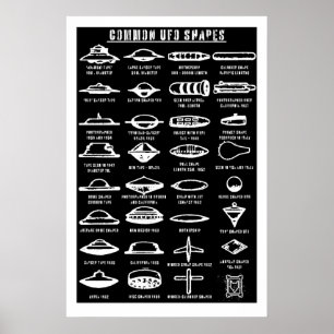 Common UFO Shapes Art Print Sci-Fi Flying Saucer