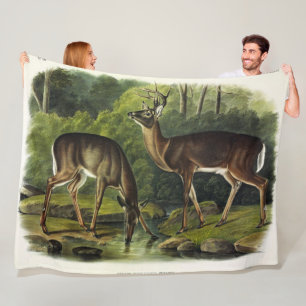 Common (White-tailed) Deer - Audubon's Quadrupeds Fleece Blanket