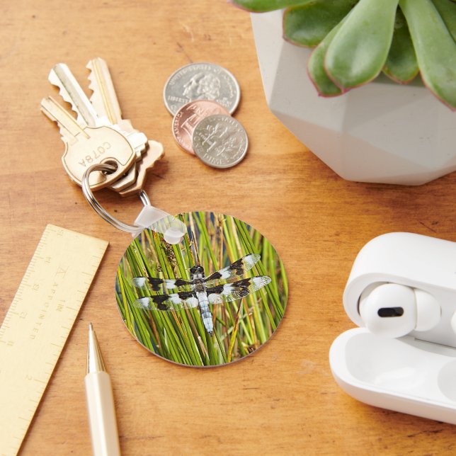 Common Whitetail Dragonfly Photo Keychain (Desk)