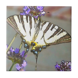 Common Yellow Swallowtail On Lilac Flowers Black O Tile