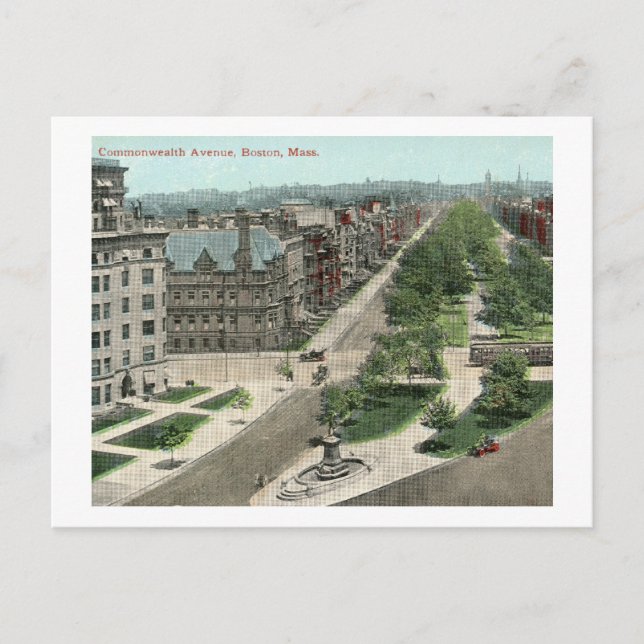 Commonwealth Ave., Boston Vintage Postcard (Front)