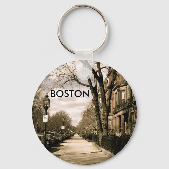 Commonwealth Avenue Neighbourhood (sepia) Keychain (Front)