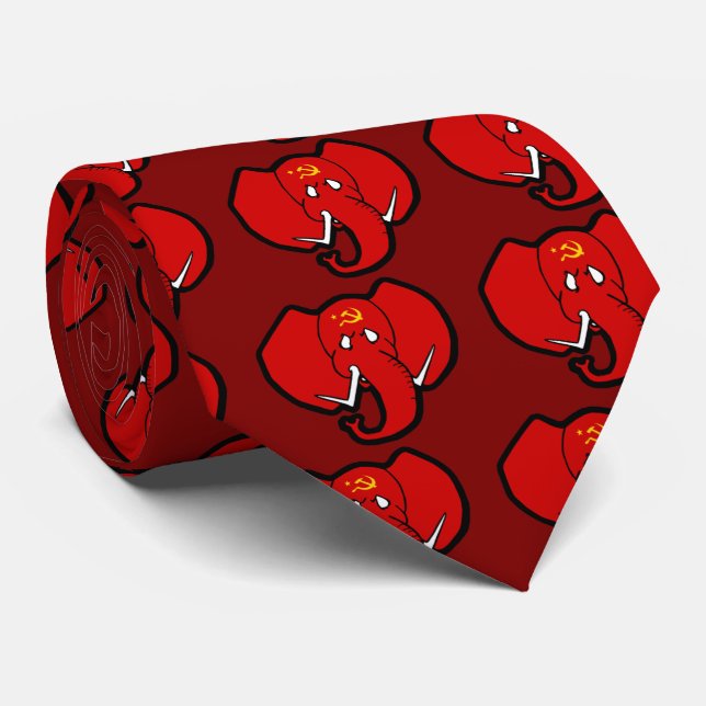Communelephant Red Elephant Tie (Rolled)