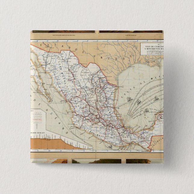 Communication and Transportation of Mexico 2 Inch Square Button (Front)