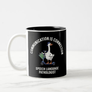 Communication Is Connection Speech Language Goose Two-Tone Coffee Mug