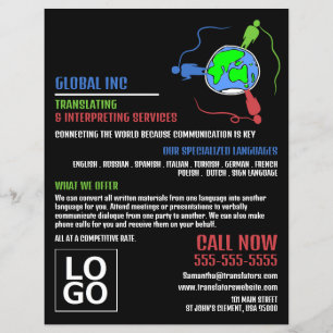 Communication Logo, Translator & Interpreter Flyer