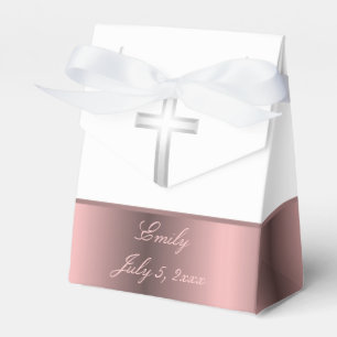 Communion baptism pink and white favor box