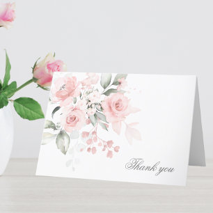 Communion Baptism Thank You Pink Watercolor Floral Card