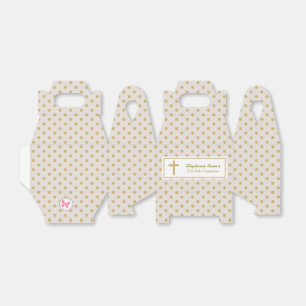 Communion Beige with Gold Polka Dots Favor Box