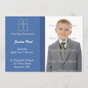 Communion Blue with Stripes Invitation