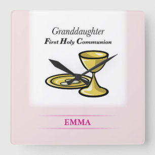Communion Body and Blood Granddaughter Square Wall Clock