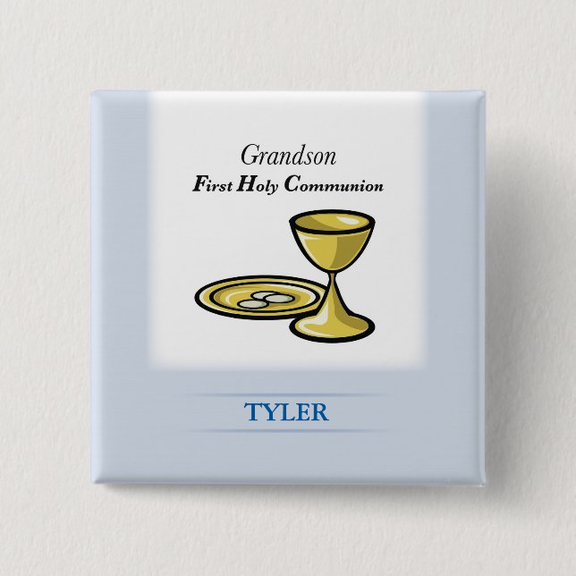 Communion Body and Blood Grandson 2 Inch Square Button (Front)