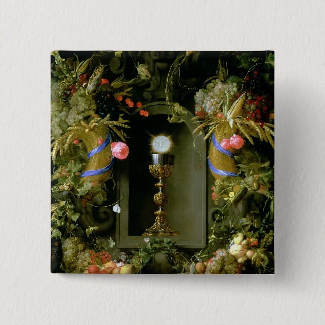 Communion cup and host 2 inch square button (Front)