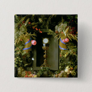 Communion cup and host 2 inch square button