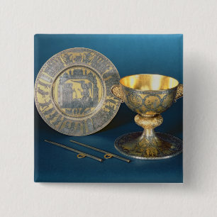 Communion Cup, Plate and Fistulae 2 Inch Square Button