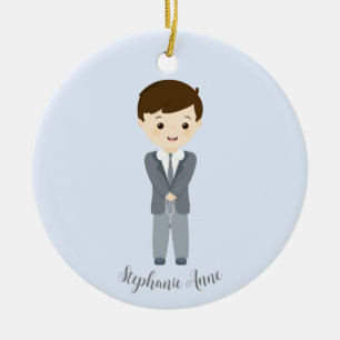 Communion Dove Boy Ceramic Ornament
