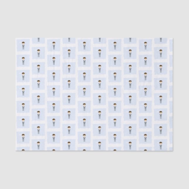 Communion Dove Brunette Boy Tissue Paper (Front)