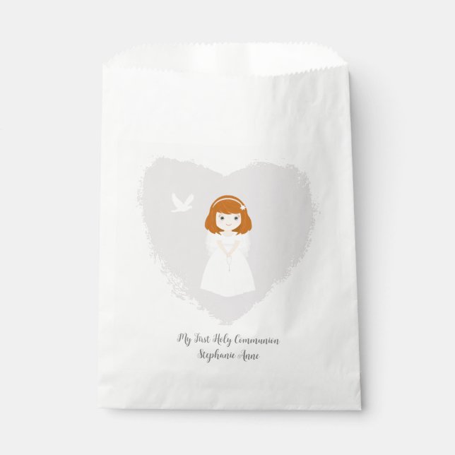 Communion Dove Redhead Girl Favour Bag (Front)