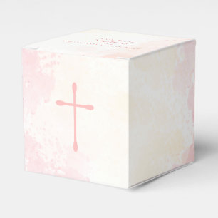 Communion Flowers Pink Watercolors Favor Box