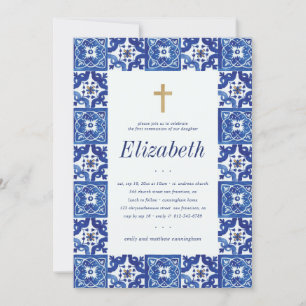 Communion For Her Mediterranean Tiles Invitation