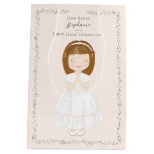 Communion Girl Praying Medium Gift Bag