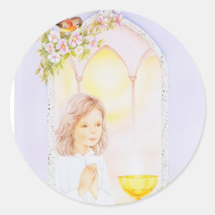 Communion girl praying sticker