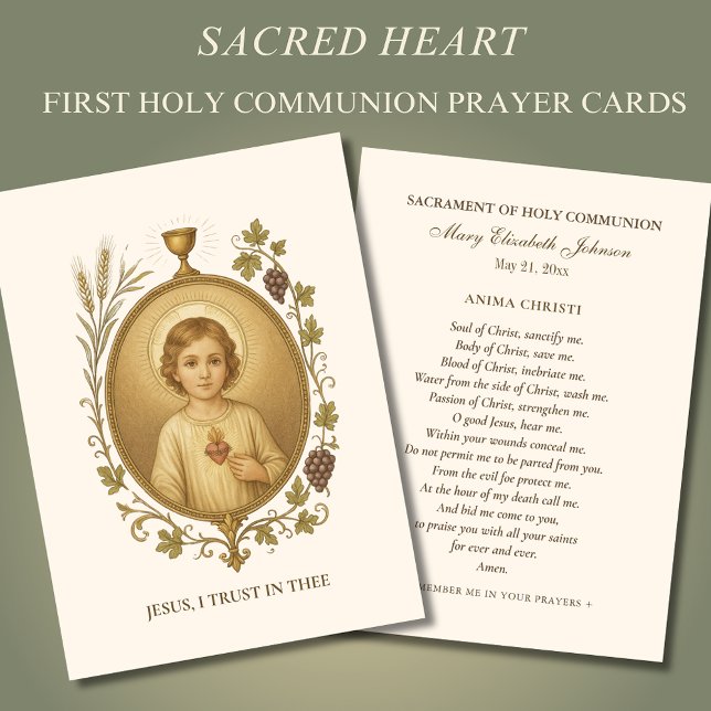 Communion Jésus-Coeur Souvenir Carte Sainte (Créateur téléchargé)