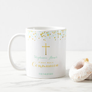 Communion Mint and Gold Confetti Coffee Mug