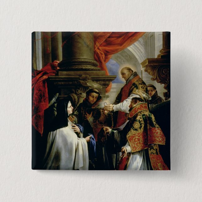 Communion of St. Teresa of Avila  c.1670 2 Inch Square Button (Front)