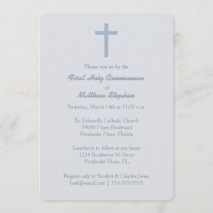 Communion Pastel Blue Cross Invitation