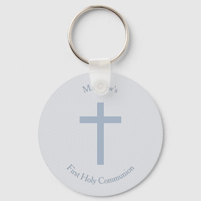 Communion Pastel Blue Cross Keychain (Front)