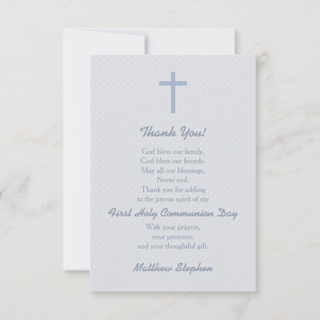 Communion Pastel Blue Cross Thank You (Front)