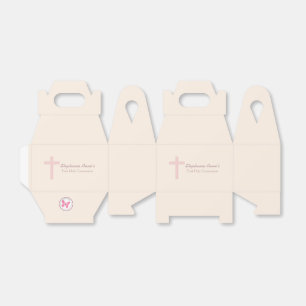 Communion Pastel Pink Cross Favor Box