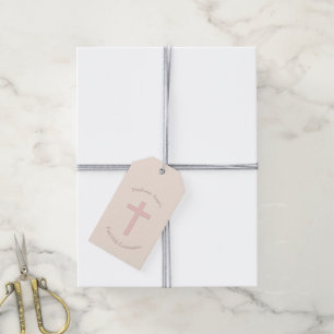 Communion Pastel Pink Cross Gift Tags