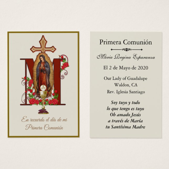 Communion religieuse catholique de Guadalupe (Devant & derrière)