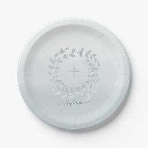 Communion Sage Wreath and Cross Paper Plate