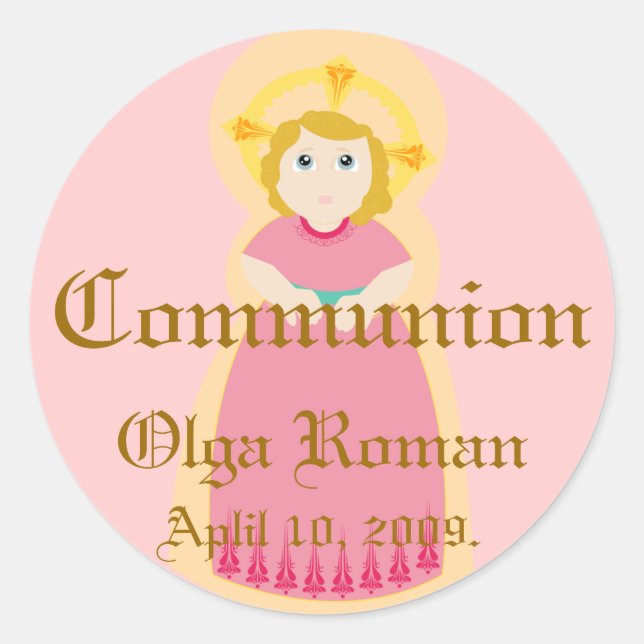 Communion Sticker-Customize Classic Round Sticker (Front)