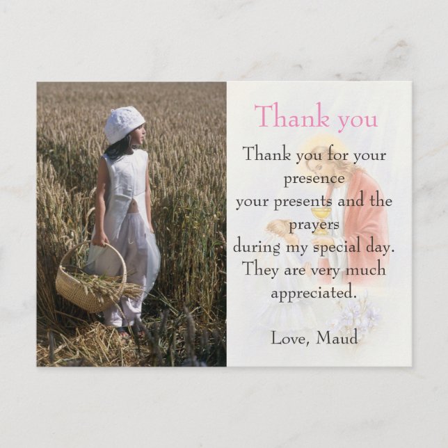 communion thank you note custom photo card (Front)