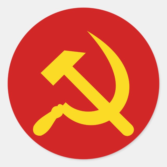 Communism hammer and sickle classic round sticker (Front)