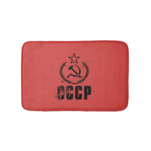 Communist Black Vintage Flag Bath Mats