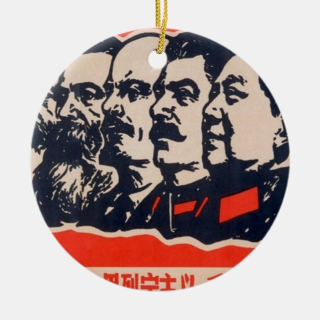 Communist Heads Propaganda Chairman Mao Stalin Ceramic Ornament (Front)